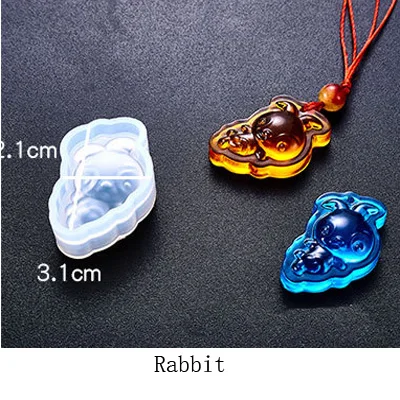 Rabbit 1 шт., 12, китайская форма зодиака, жидкий кремний, УФ-смола, форма для изготовления ювелирных украшений, серьги, аксессуары для волос, ювелирные изделия, инструменты - Цвет: Rabbit