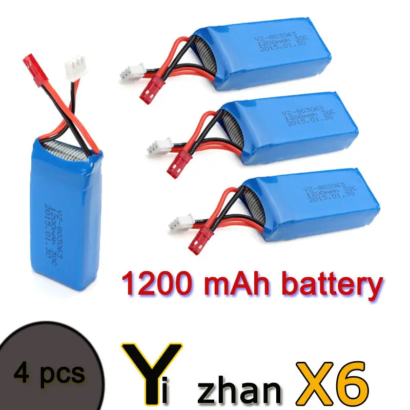 Blueskysea 4 шт. 1200 мАч батарея для JJRC H16 YiZhan Tarantula X6 IOC RC Quadcopter Drone|battery for quadcopter|battery dronebattery