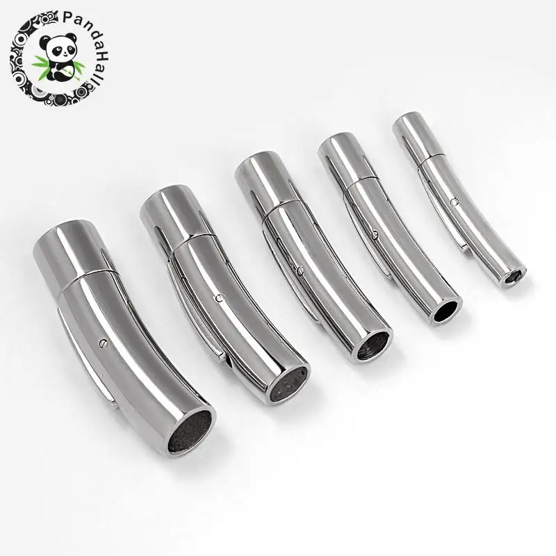 

3/4/5/6/8mm Column 304 Stainless Steel Bayonet Clasps, Stainless Steel Color, 28~30mm long, 6~12mm wide, Hole: 3~8mm; 10sets/lot