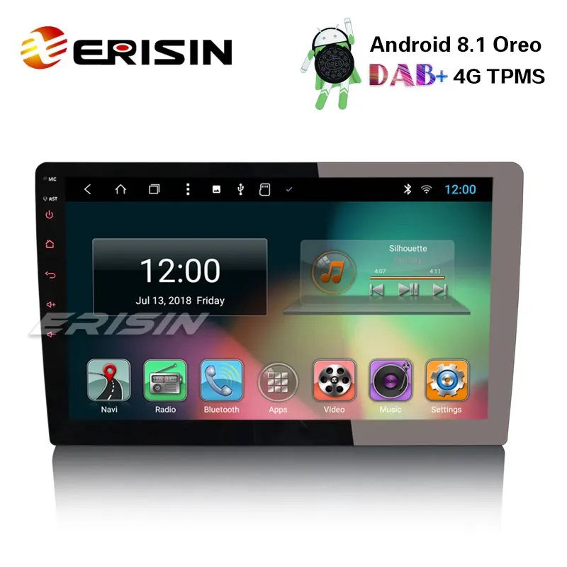 Erisin ES8210U 10 1 &quotУниверсальная Din Android 8 DAB + радио 4G TPMS автомобильная стереосистема gps
