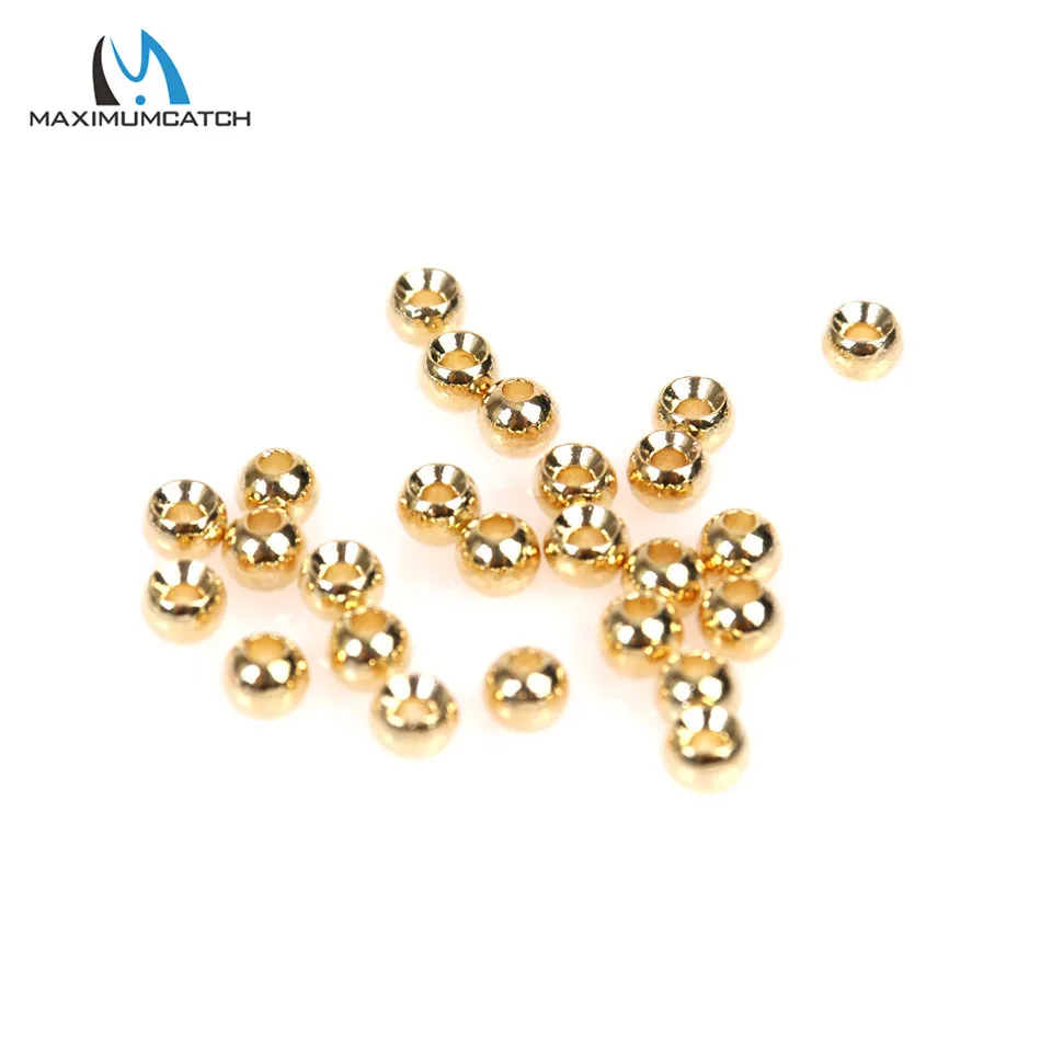 Gold Maximumcatch 25 шт./лот, 2,0-4,6 мм, вольфрамовые бусины для завязывания мушек, круглый шар с головой Нимфы, материал для завязывания мушек, 18 разных цветов - Цвет: Gold