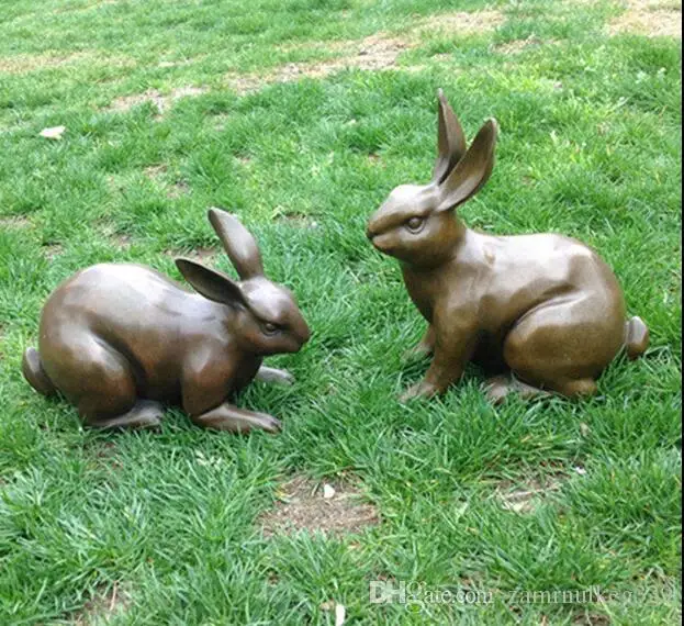 Art Deco Sculpture Two Lovely Rabbits Bronze Statue | Дом и сад