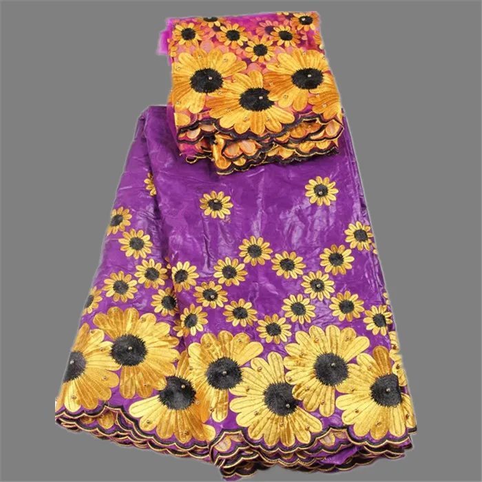 Удивительные Свадебные африканские Цветочная вышивка Базен кружева и 2 двор