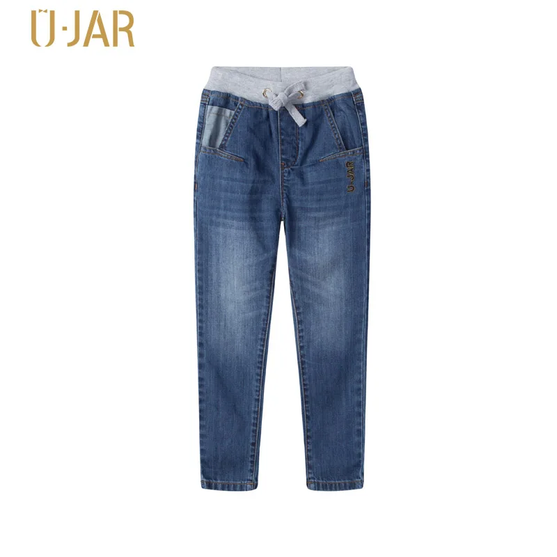 Ujar бренд мальчиков полная длина Демин Брюки школьные повседневные джинсы для