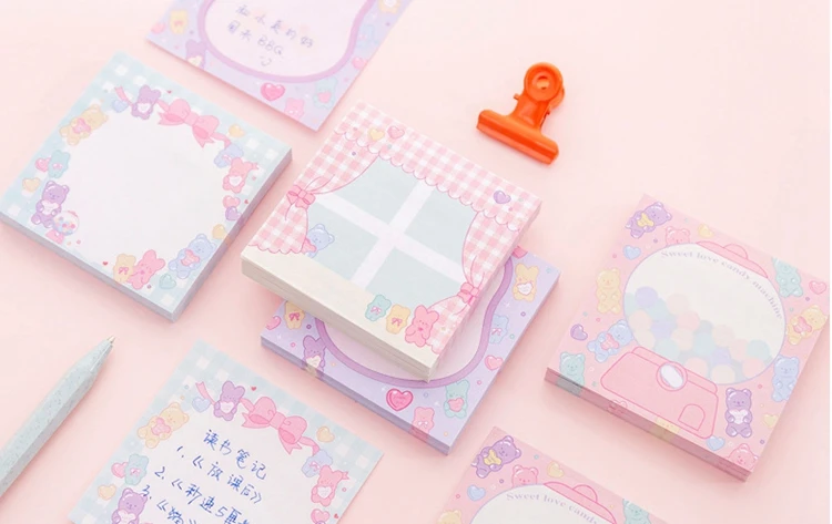 80 листов Kawaii Канцелярские милые конфеты медведь липкий блокнот для заметок школьный планировщик наклейки DIY блокнот бумажные закладки Papelaria