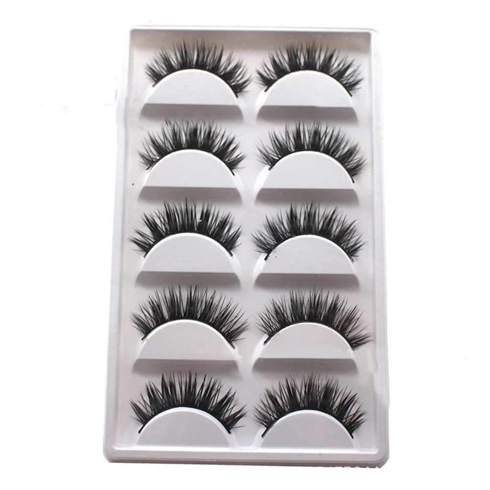 5 Pairs Long Natural Thick Black Crossing False Eyelashes Base Makeup Eye Lashes | Красота и здоровье