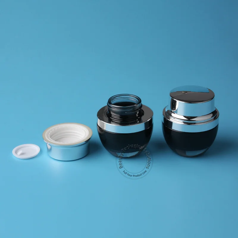 Пустая стеклянная банка для крема 30 г Черная Женская Косметическая флакон лица