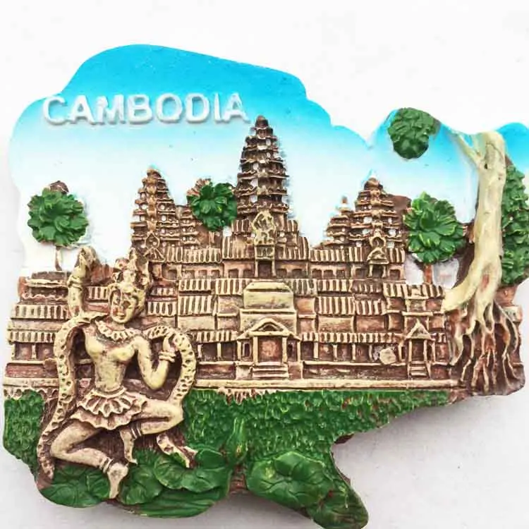 Cambodia Angkor Wat three-dimensional scenery tourist souvenirs magnetic stickers refrigerator | Дом и сад