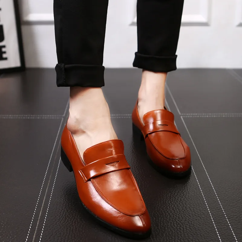 Винно-красные дышащие мужские официальные туфли на весну и осень, классические туфли в Корейском стиле, мужские резиновые однотонные туфли ... от AliExpress WW