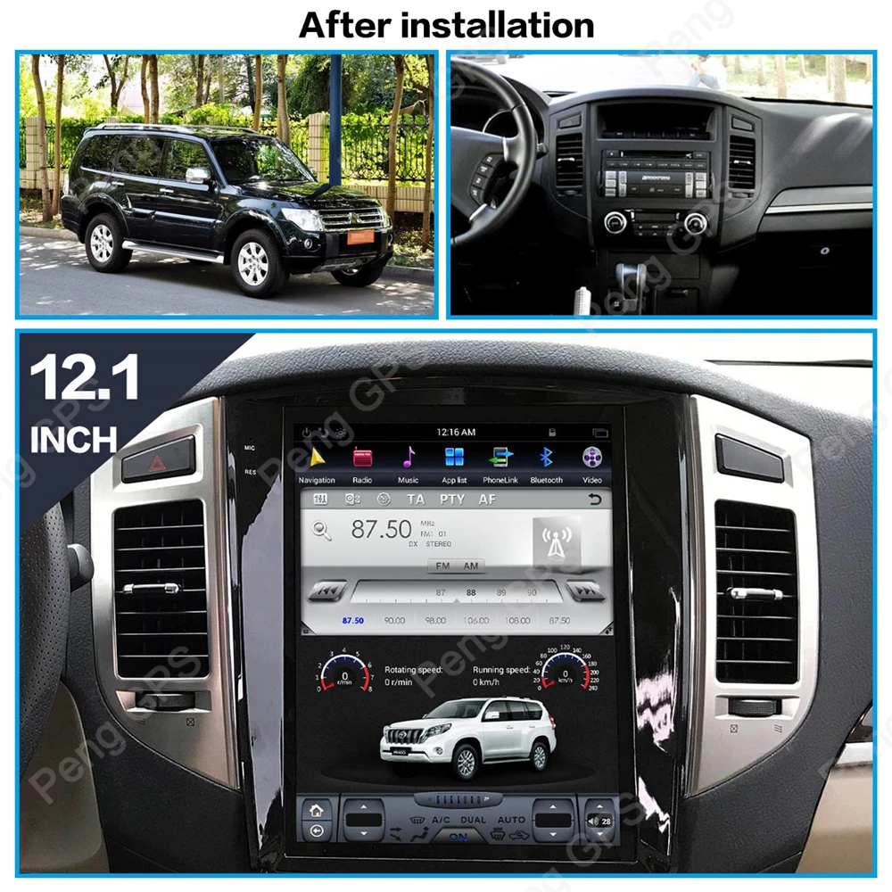 12,1 дюймов Android 7,1 Автомагнитола gps-навигация, dvd-плеер для MITSUBISHI Pajero V97 V93 Shogun Montero 2006+ Tesla style 1080P