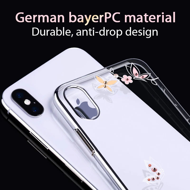 KINGXBAR для iPhone Xs Max цветок чехол тонкий прозрачный Макс крышка Роскошный Кристалл