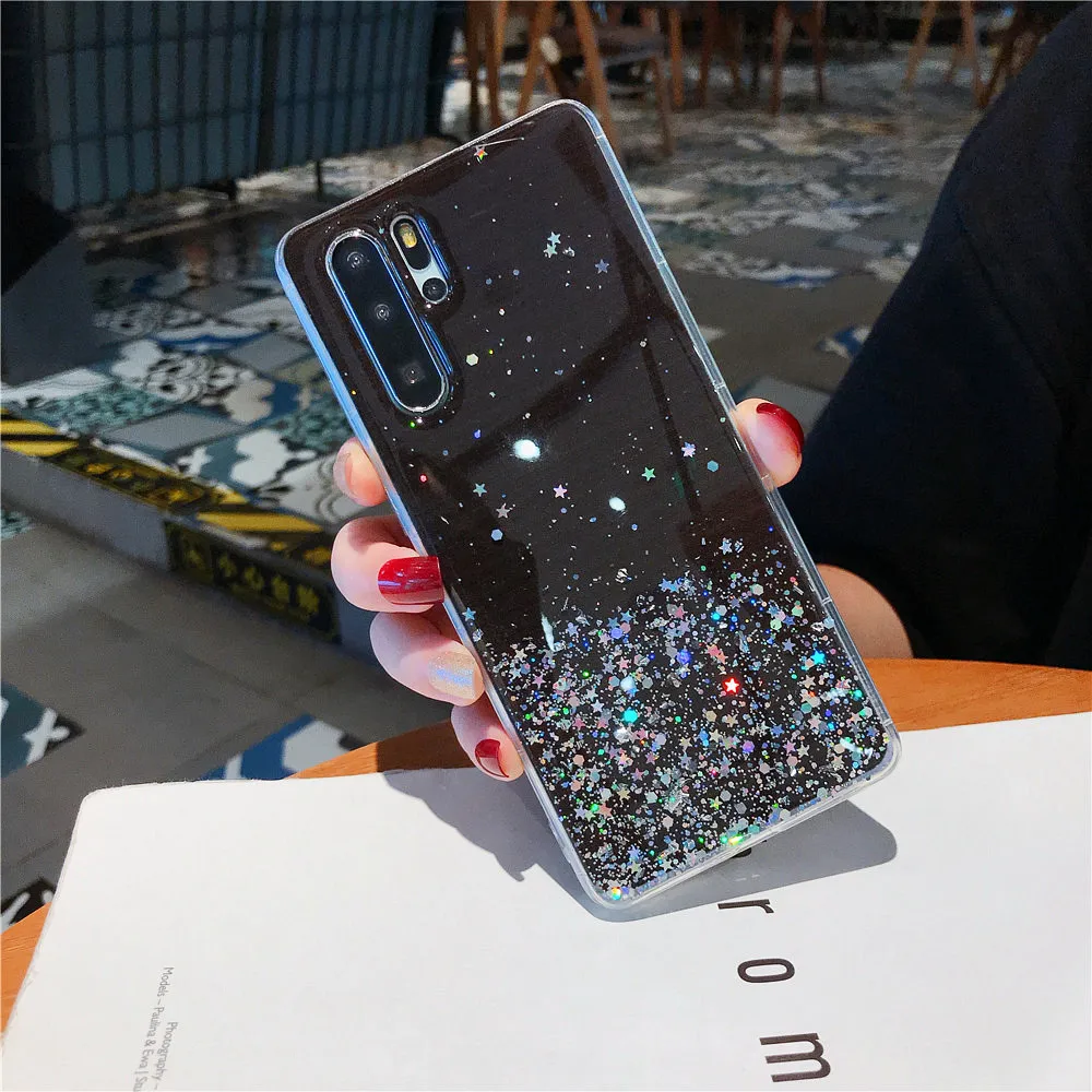 Роскошный Прозрачный блестящий силиконовый чехол для телефона Huawei P30 P20 P40 Pro P Smart Z