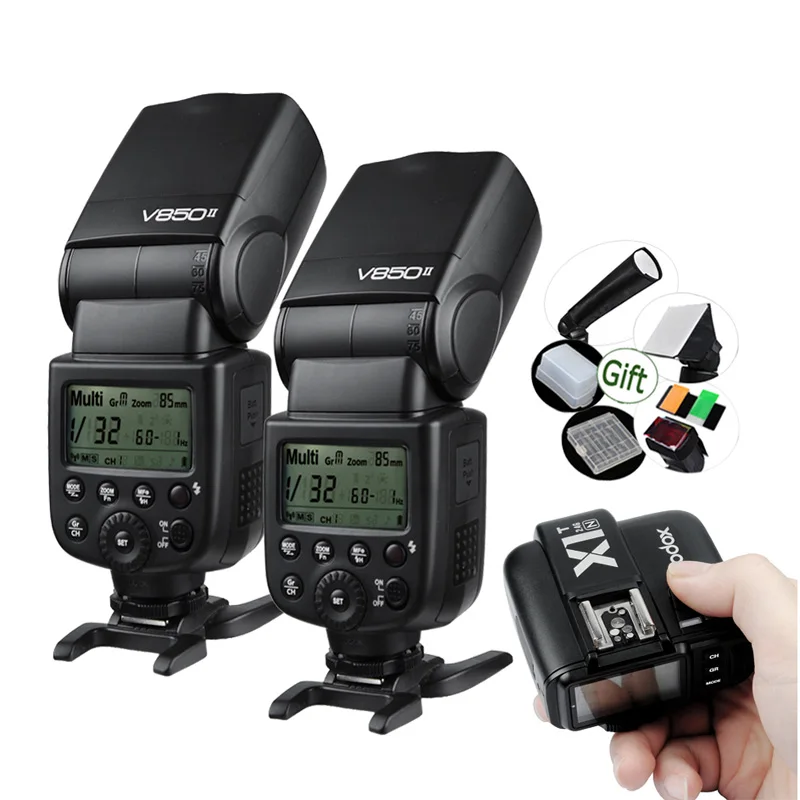 2x GODOX V850II 2000 мА/ч литий ионный аккумулятор 2 4G 1/8000s Speedlite Flash + передатчик