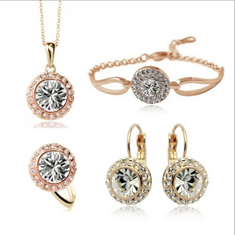 

gold-color Rhinestone Crystal Romantic Moon Crystal Weddings Jewelry Sets Wholesales Fashion Jewelry for women