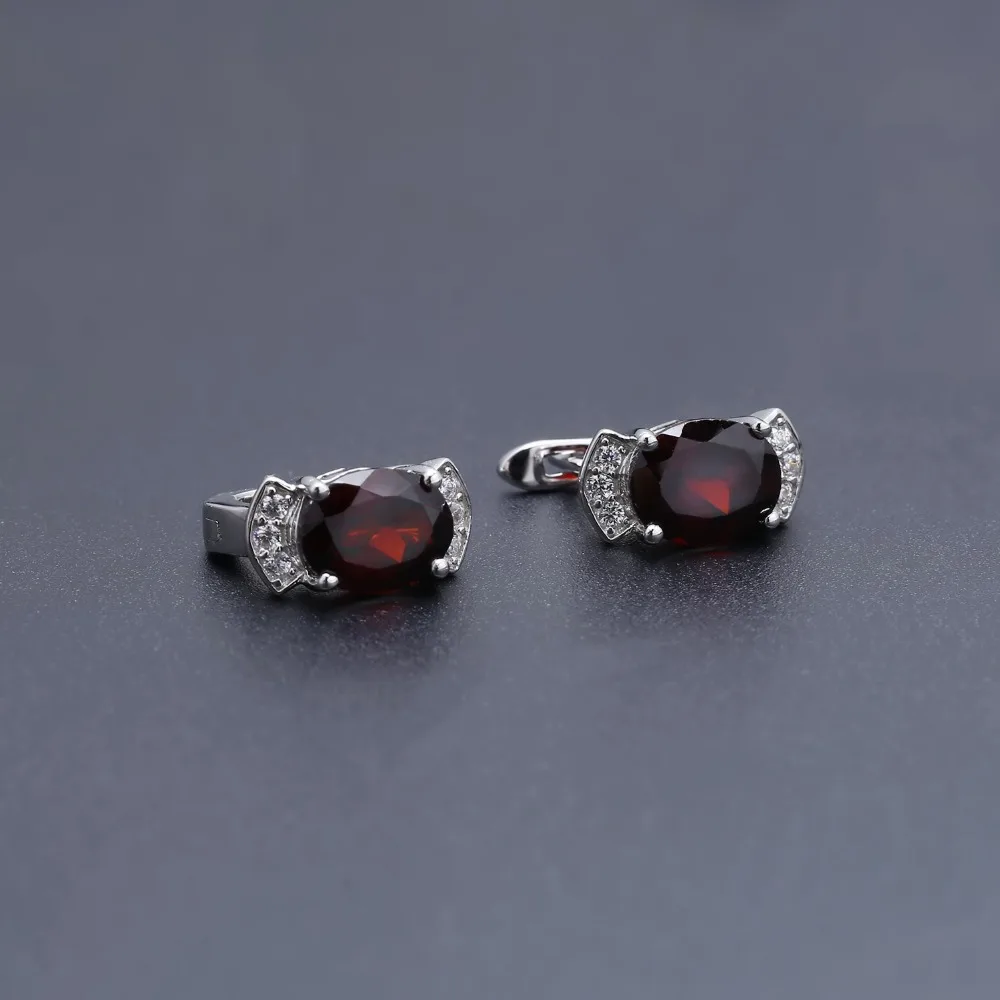 Серьги гвоздики женские из серебра 925 пробы с натуральным красным гранатом 4 42