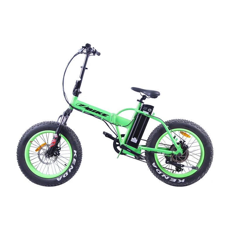 Green Электрический складной велосипед EZBIKE с толстыми шинами, пляжный электрический мопед со скрытой батареей, электровелосипед, складной электрический мини-велосипед 500 Вт, электровелосипед - Цвет: Green