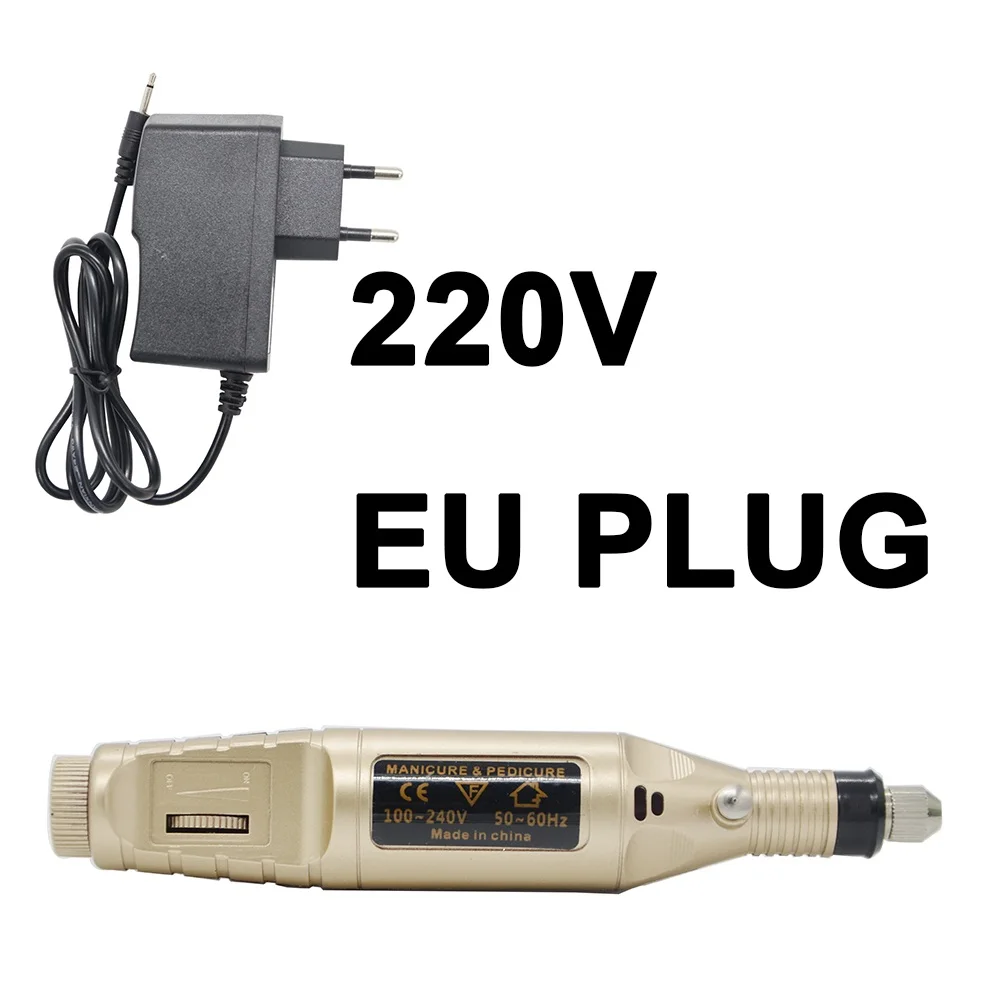 gold eu plug Сверлами для ногтей, профессиональный электрический Фрезер маникюрная пилочка для ногтей машина облегченный дизайн для точной работы с золотом в форме ручки, точильный камень - Цвет: gold eu plug