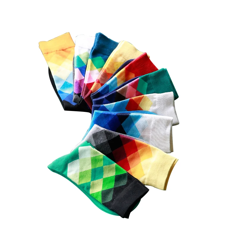 Разноцветные мужские носки цветные с бриллиантами хлопковые высококачественные