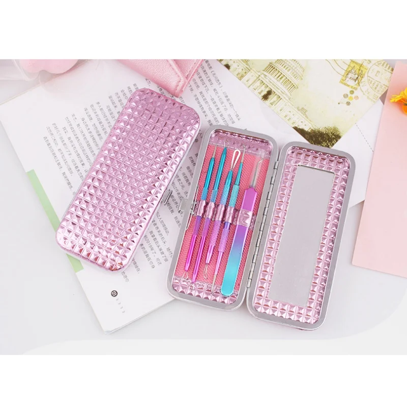 5pcs/Bag Acne Needle Set Pore Spot Cleaner Blackhead&ampBlemish Pimples Removers Blackhead Tweezers Face Skin Care Tools | Красота и