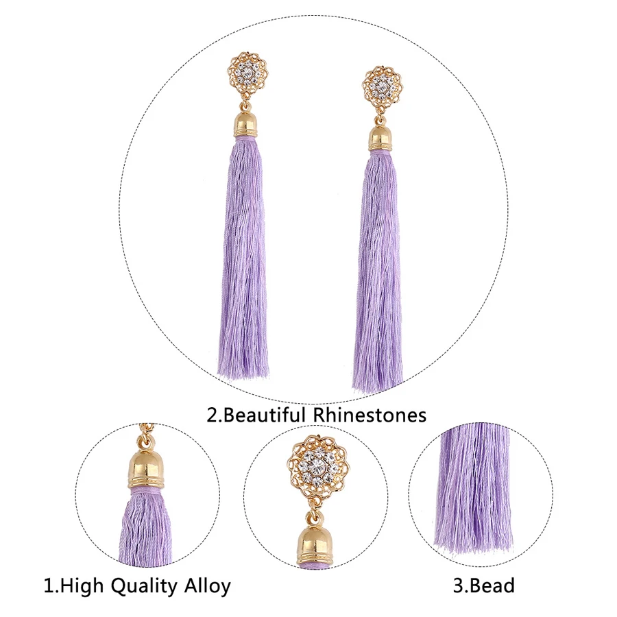 Meidi Long String Purple Tassel Braided Rope Bohemia Earrings For Women Earings Set Fashion Jewelry Multicolor Brincos | Украшения и