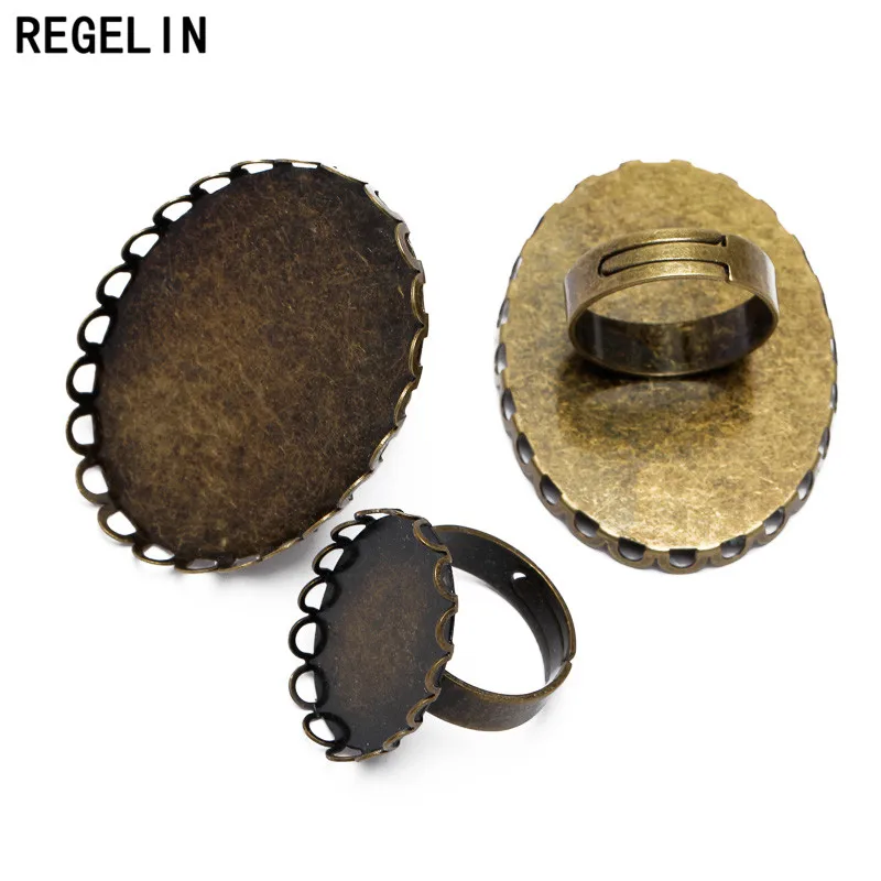 REGELIN Античная бронзовая пластина 18*25/30*40 мм регулируемое кружево Открытое кольцо