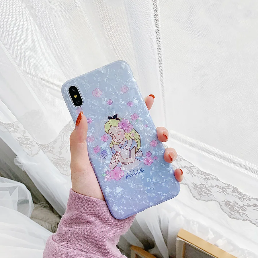Роскошный милый мультфильм раковины принцесса Алиса чехол для iPhone X XR Max 6S 6 7 8 Plus