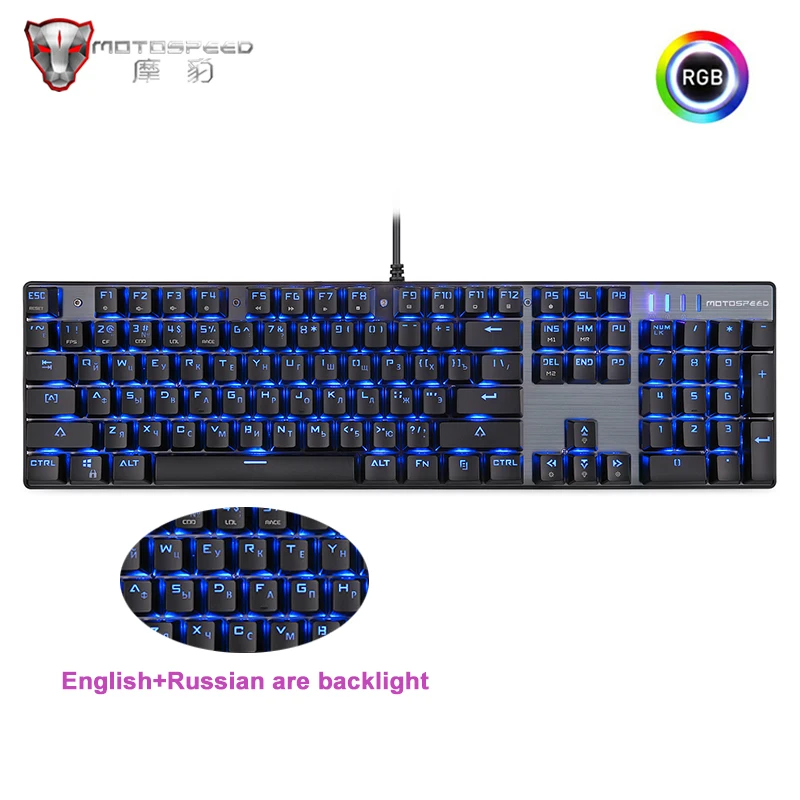Оригинальная Механическая игровая клавиатура Motospeed с RGB подсветкой 104 клавиши