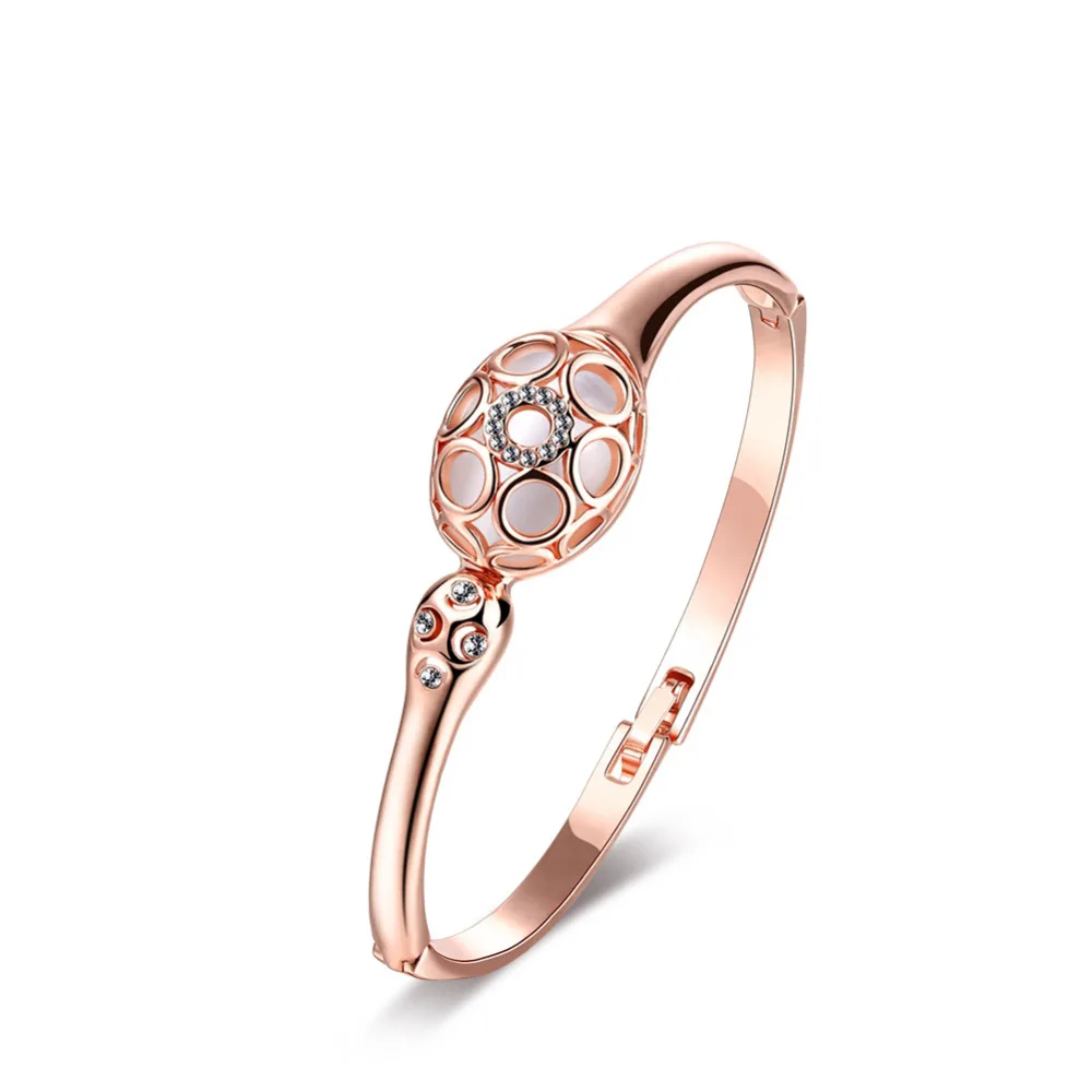 Роуз позолоченные Опал Браслет девушки Женщин выдалбливают ювелирные изделия