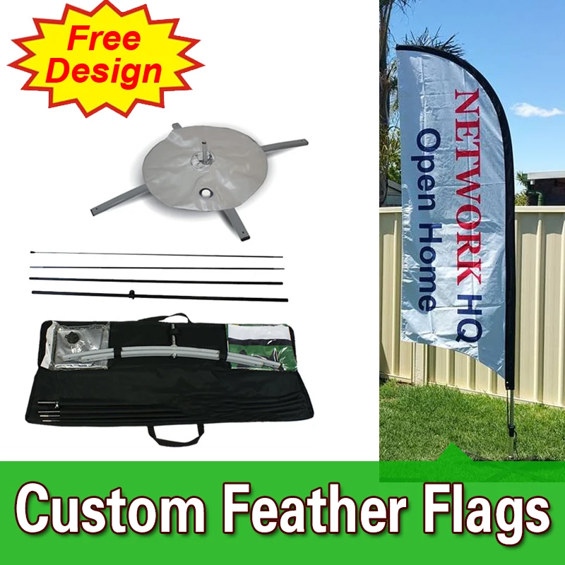 

Double sided feather flags banners with cross base, cheap custom, free design free shipping, flutter flags