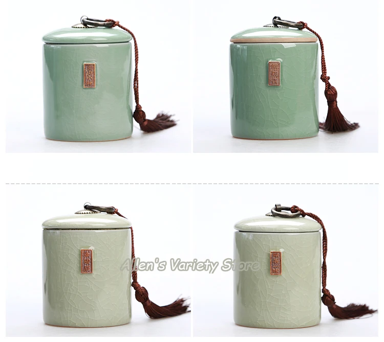 Jinjunmei Longquan Celadon чайная коробка, чайная коробка, керамическая фарфоровая чайная банка, керамическая чайная бочка, герметичный резервуар для хранения чая caddy