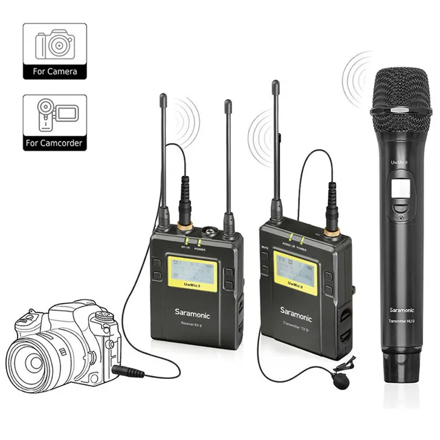 Saramonic UWMIC9 вещания UHF камера беспроводной петличный микрофон системы Передатчики+ один приемник для DSLR видеокамеры - Цвет: Красный