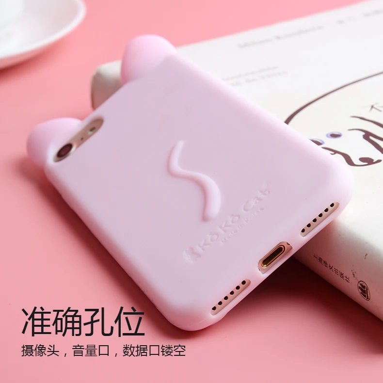 Роскошные кошкам Коко уши силиконовый чехол для iphone 6 7 8 X ярких цветов милые Чехлы