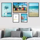 Морской пляж для серфинга машина кокосовое дерево цитаты настенная живопись холст скандинавские плакаты и принты настенные картинки для декора гостиной