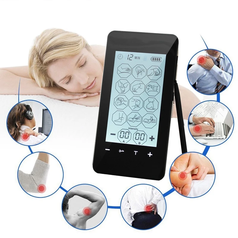 Electric Massage Muscle Therapy Stimulation Physiotherapy Massager Pain Relieve 12 Modes Full Body Massager Press Screen Multi