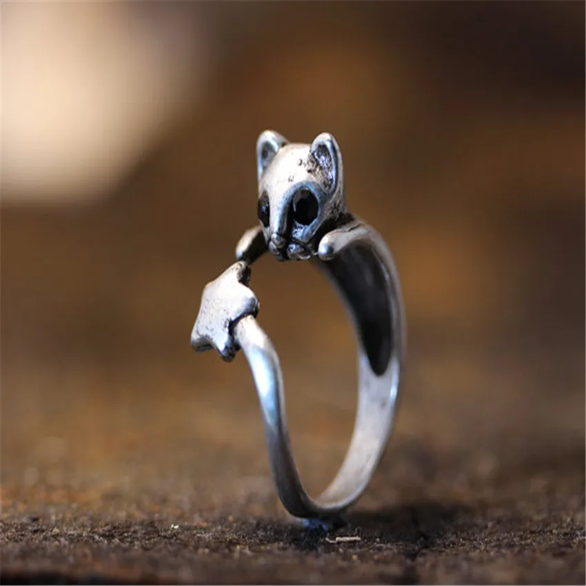 CHENGXUN ретро животное старинные кольца милая собака кошка реалистичное Кольцо