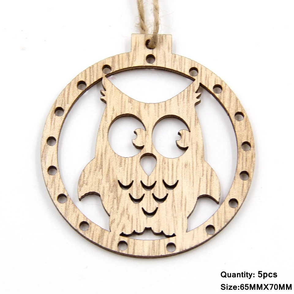 Owl 5 шт. милые винтажные рождественские деревянные подвески, украшения DIY деревянные поделки детский подарок орнамент с рождественской елкой украшения для рождественской вечеринки - Цвет: Owl