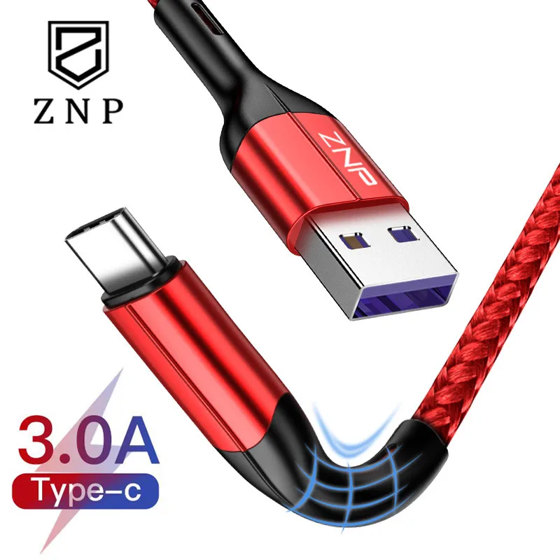 USB кабель ZNP Type C 1 м 2 для быстрой зарядки Xiaomi Redmi K20 Pro Note 7 зарядный USBC Samsung кабели