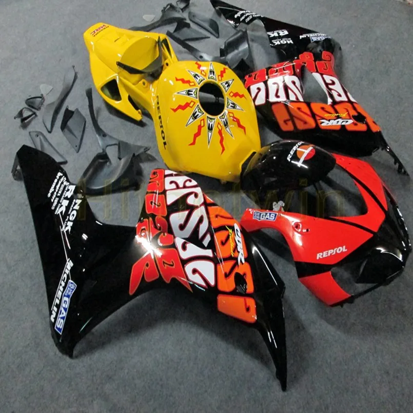 

motorcycle Fairings for CBR1000RR 2006 2007 CBR 1000RR body kit+Botls+Tank cover+Injection mold red yellow ABS M2