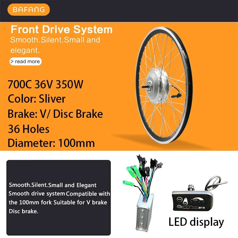 BAFANG 36V 250W 350W 500W спереди 8Fun мотор для центрального движения колеса с бесщеточным двигателем Шестерни мотор для центрального движения для велосипед электровелосипед велосипед двигатель CE - Цвет: 700C 36V 350W LED