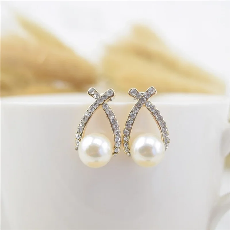 Хороший шопинг!! Модные золотые серьги с кристаллами Brincos Perle Pendientes Bou Pearl для женщины.