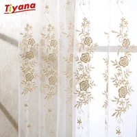 luxury modern floral design curtain tulle window sheer curtain for living room bedroom kitchen window screening panel su364 ws
