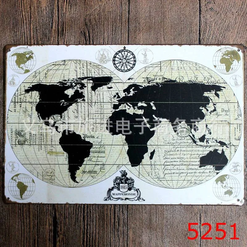 Карта мира в стиле ретро|plaque decorative|plaque signsign plate |