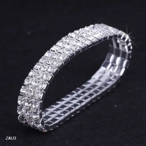 3 ряда женщины rhinestone кристалл упругие браслет ^^@^ 18 К GP ДОСТАВКА 5.26|rhinestone elastic