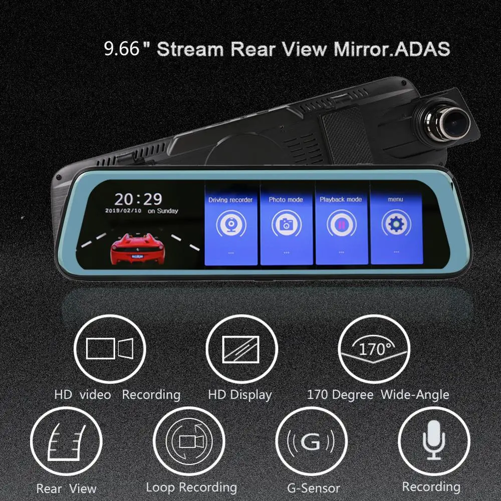 Новый Автомобильный видеорегистратор XH930 4G ADAS 10 &quotAndroid Stream Media зеркало заднего