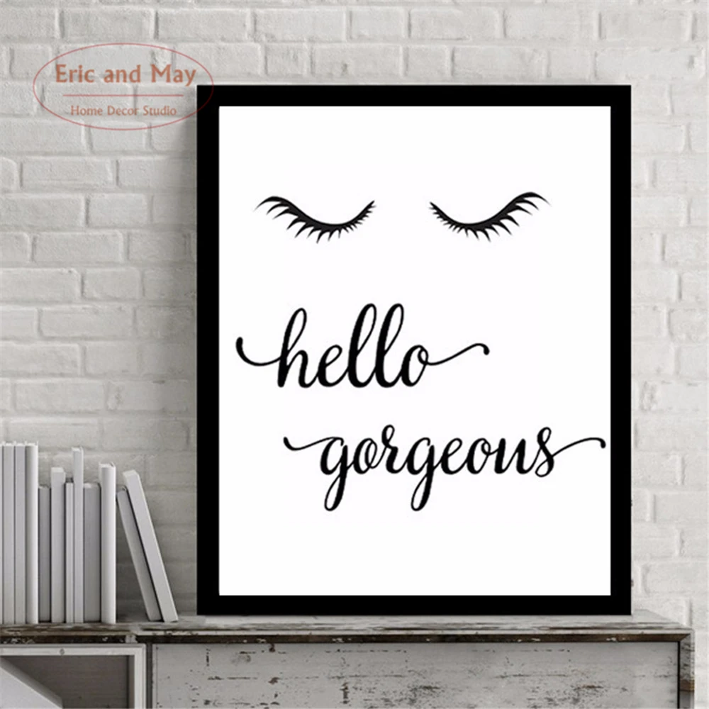Рисунок на холсте из хлопка с цитатами Hello Eyelash художественный постер рисунком