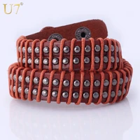 u7 wrap bracelet rock women men jewelry resizable 3 colors quality genuine leather bracelets h530