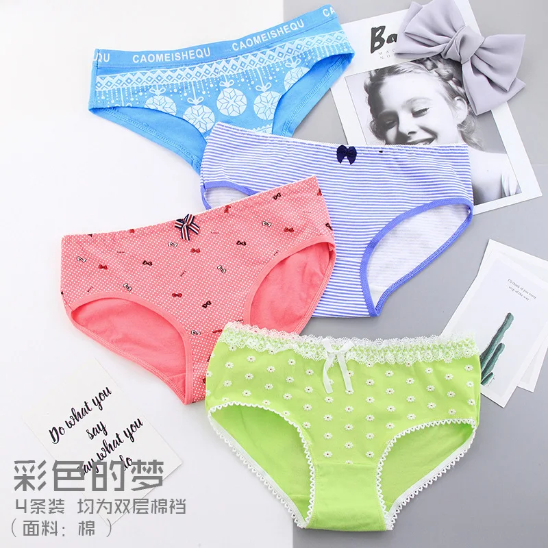 Трусики женские клетчатые с бантом 4 шт./лот|Трусики| |