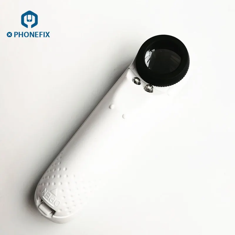 PHONEFIX ручной 40 раз HD увеличительное стекло с подсветкой мини ручной HD микроскоп телефон Печатная плата ремонт увеличительные инструменты
