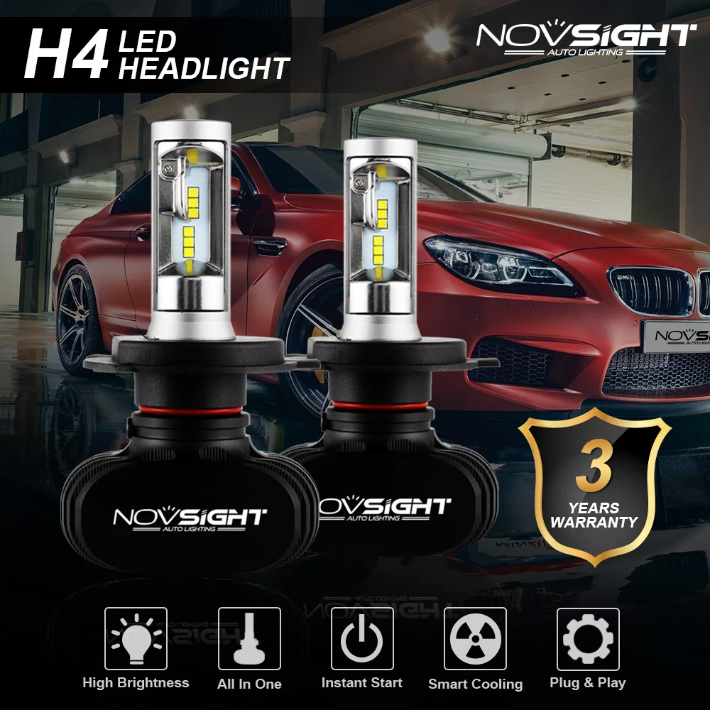 NOVSIGHT 2 шт. Hi/Lo луч H4 светодиодный налобный фонарь H7 H11 H1 H3 Авто S1 Автомобильные фары 50 Вт 8000 лм автомобильный Стайлинг 6500 к светодиодный автомотив