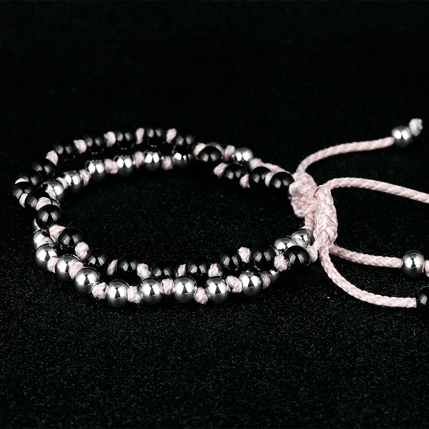 Черно-белый браслет из нержавеющей стали 316L с бусинами регулируемые браслеты